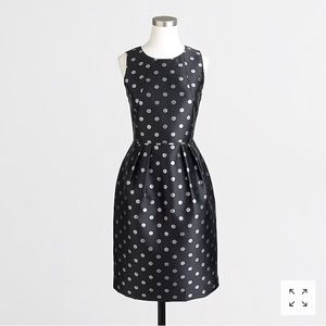 Jcrew fac Black silver polka dot jacquard dress 10